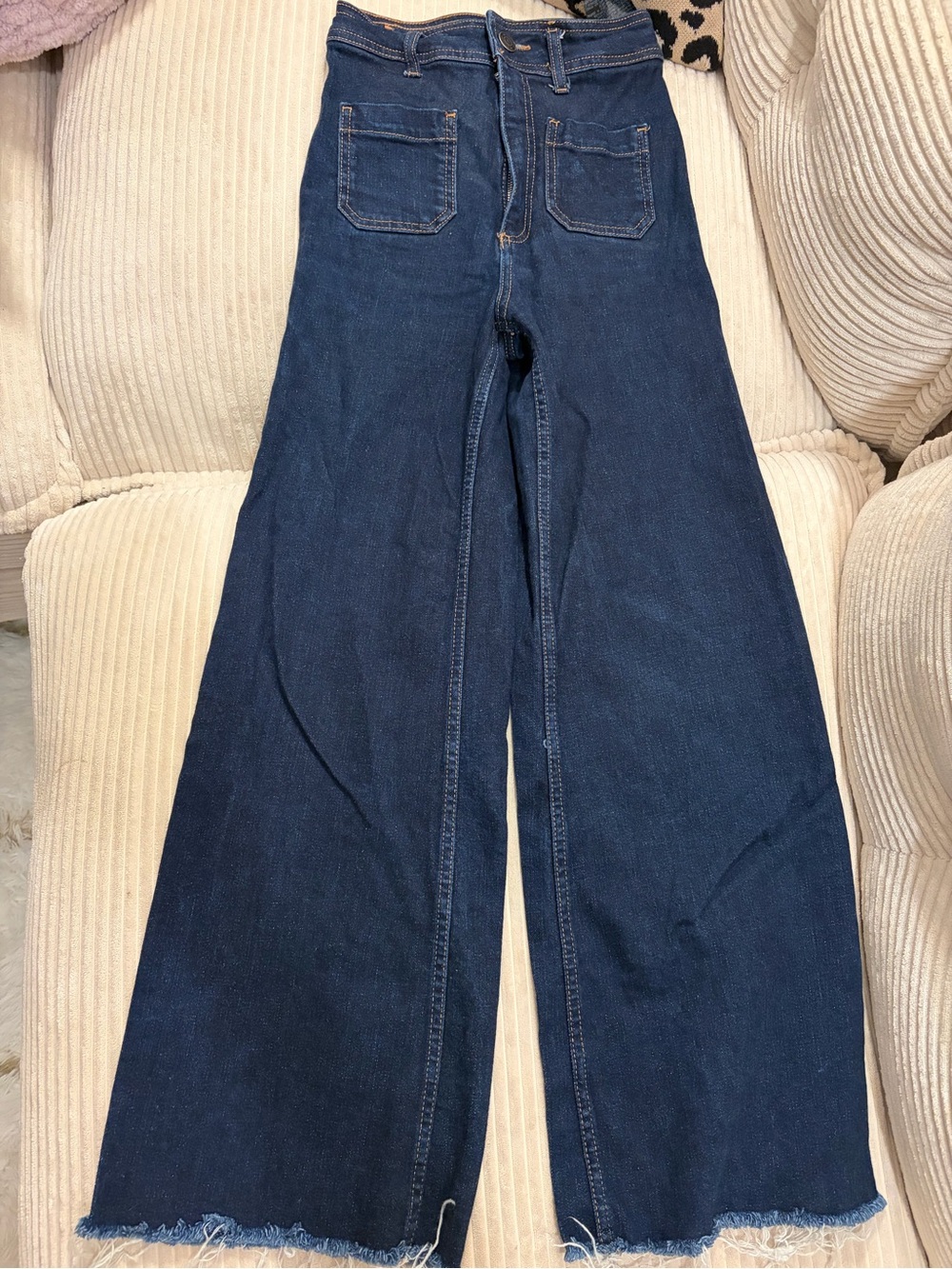 Zara Dark Blue High-Rise Wide Leg Jeans